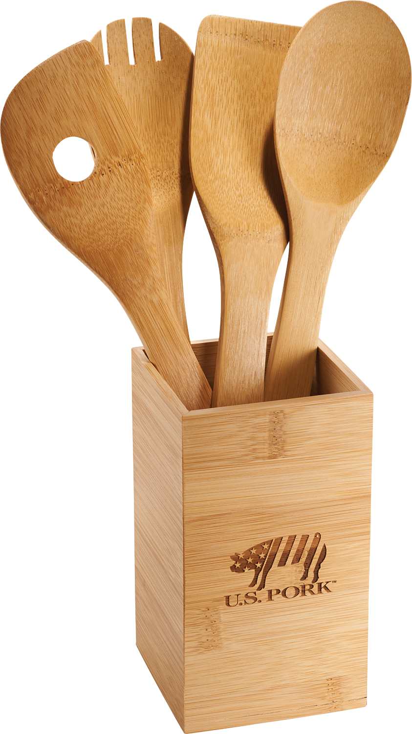 Bamboo 4-Piece Kitchen Tools Set and Canister