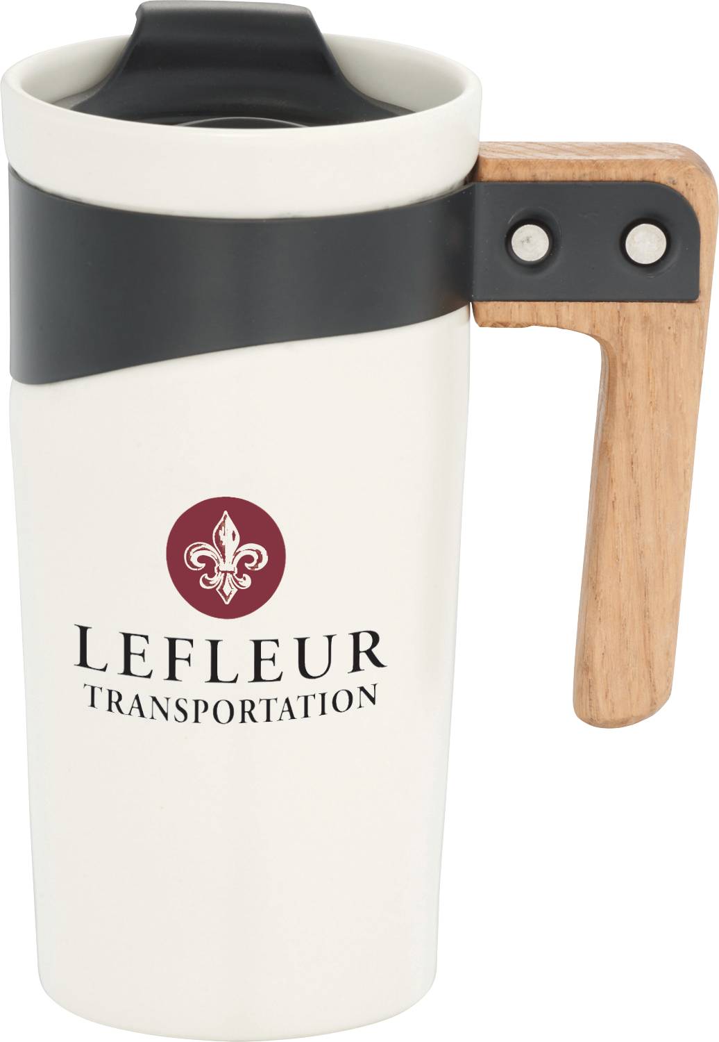 Sleek Lines Ceramic 16oz Mug with Wood Handle