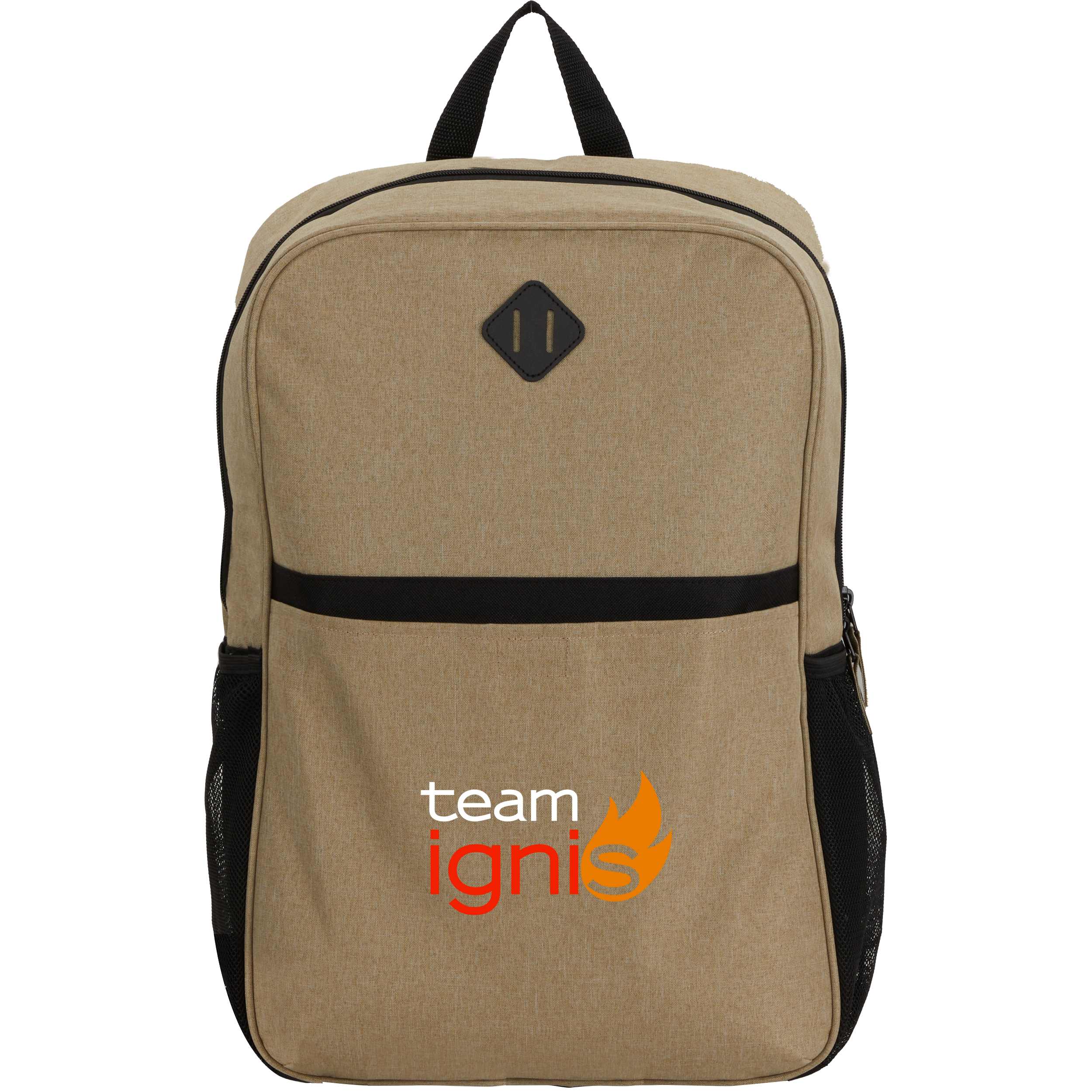 Tan 17" Laptop Backpack With Black Accents