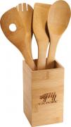 Bamboo 4-Piece Kitchen Tools Set and Canister