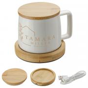 Bamboo Mug Warmer and Ceramic Mug