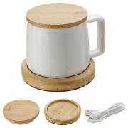 Bamboo Mug Warmer and Ceramic Mug 1