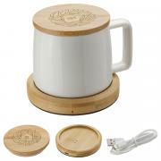 Bamboo Mug Warmer and Ceramic Mug 3