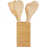 Bamboo 4-Piece Kitchen Tools Set and Canister 1