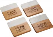 Engraved Bamboo and Marble Coaster Set 2