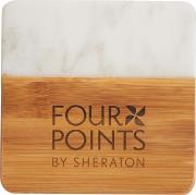 Engraved Bamboo and Marble Coaster Set 4