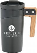 Sleek Lines Ceramic 16oz Mug with Wood Handle 3