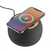 Wireless Charging Bluetooth Bamboo and Fabric Speaker 6